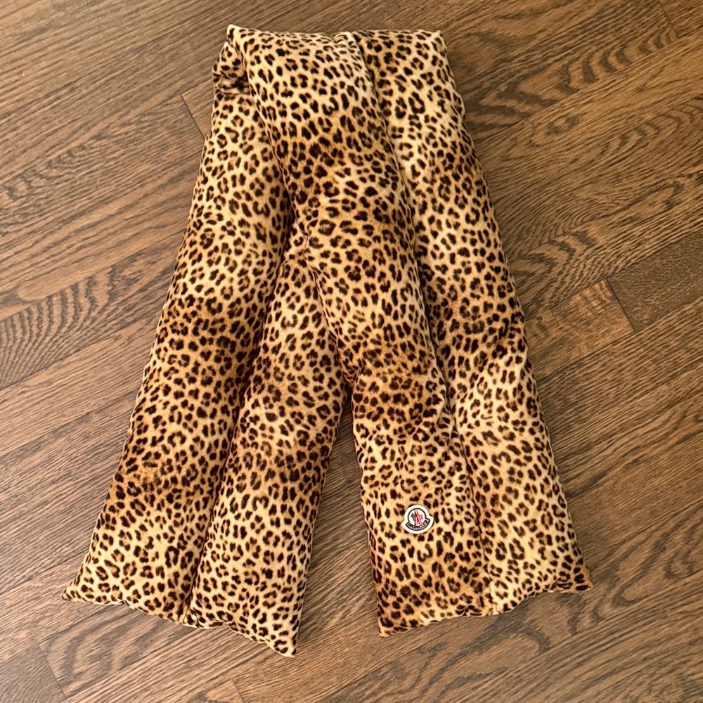 Moncler Leopard Print Down Puffer Scarf